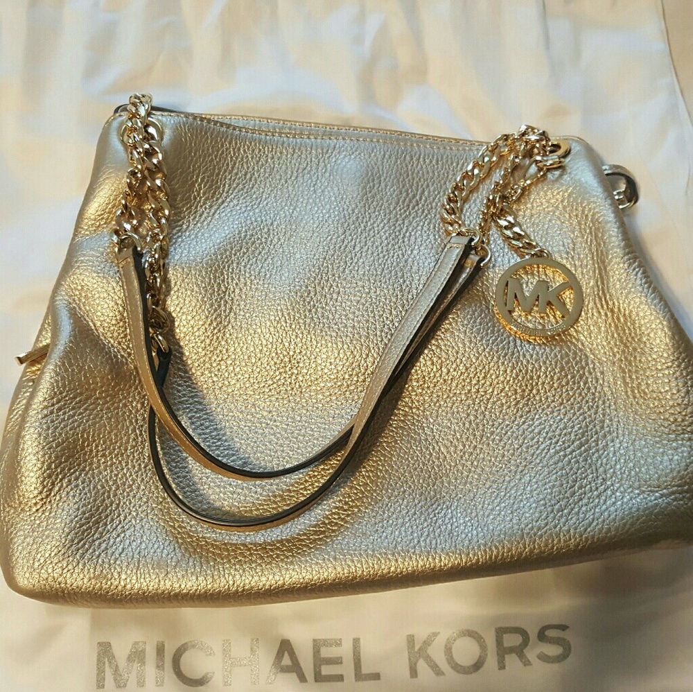 Michael Kors Jet Set Chain Strap Large Gold Bag - Picture 2 of 4