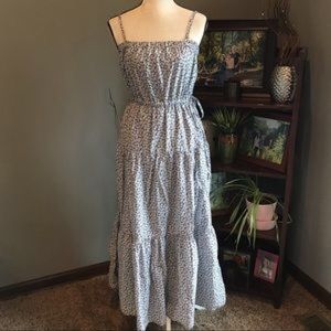 🌸GAP Navy Blue Floral Boho Strapless Long Dress