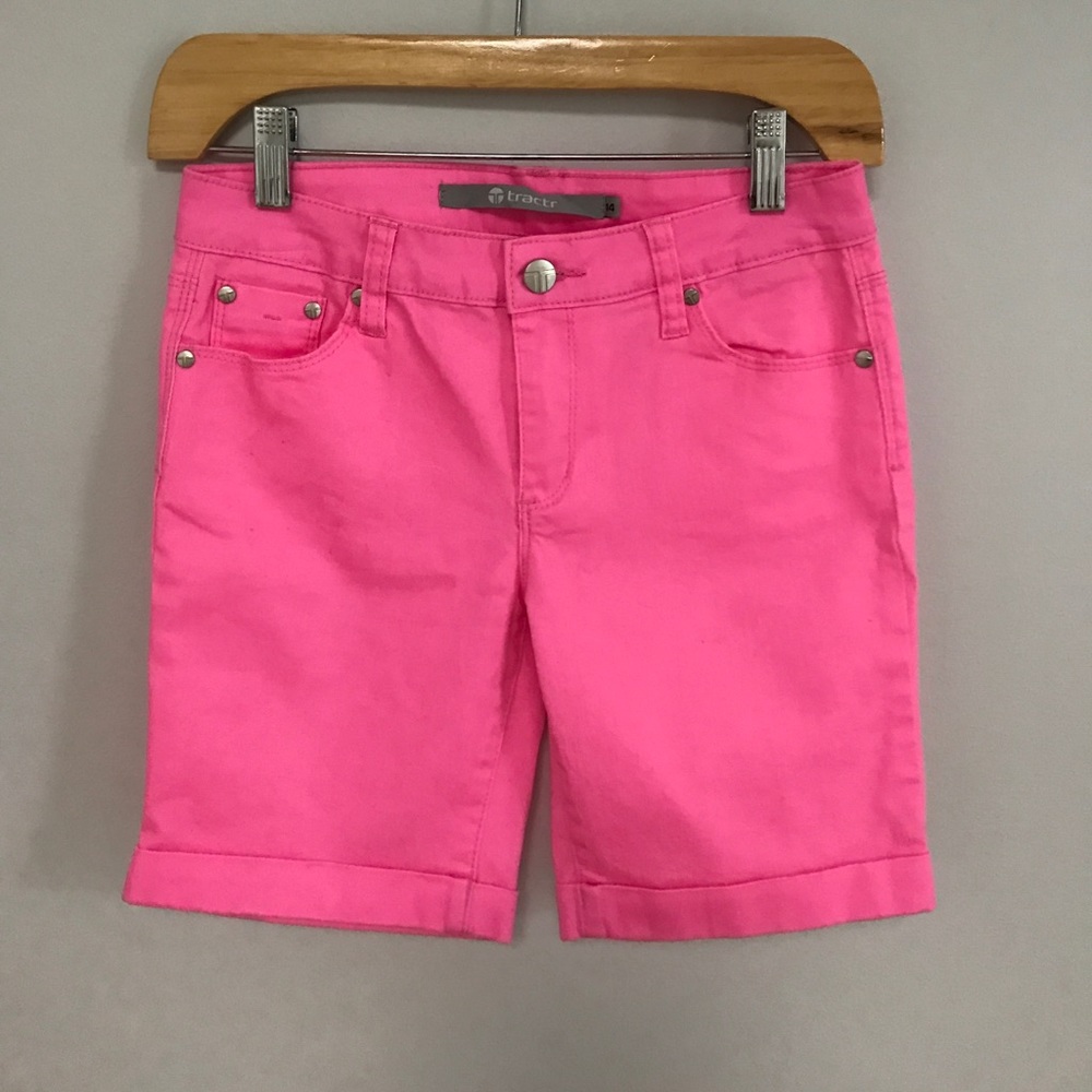 Tractr Girls Pink Bermuda Shorts