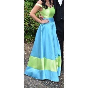 2 PIECE Turquise and Lime Gown