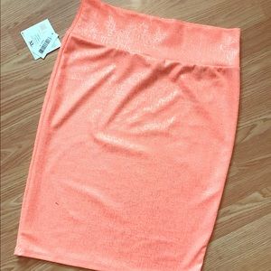 Lularoe Peach/Silver Cassie Skirt, Size XL
