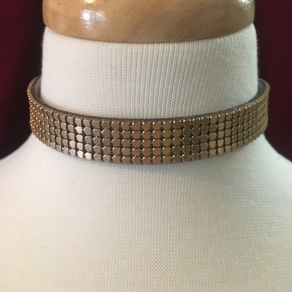 champagne gold, faux-leather choker