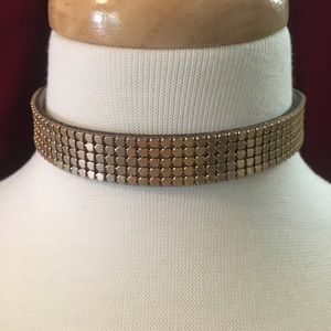 champagne gold, faux-leather choker