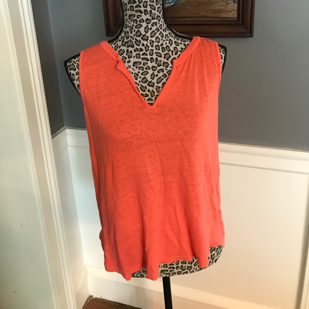Athleta coral linen tank top