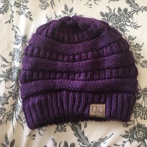 Purple knit beanie