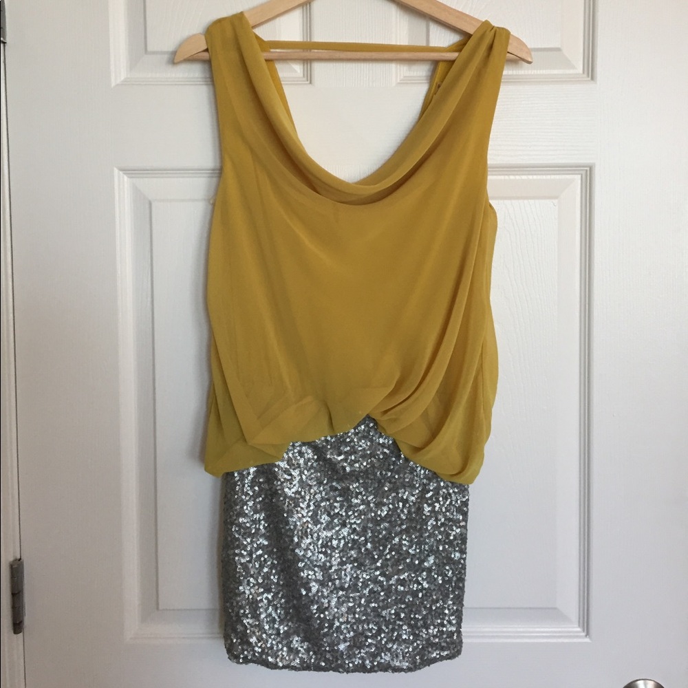 Yellow and sequence dress