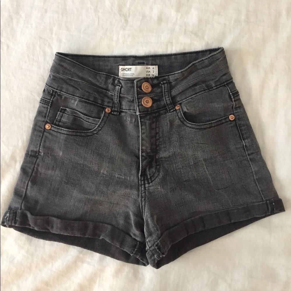 Faded Black High Waisted Shorts
