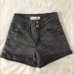 Faded Black High Waisted Shorts