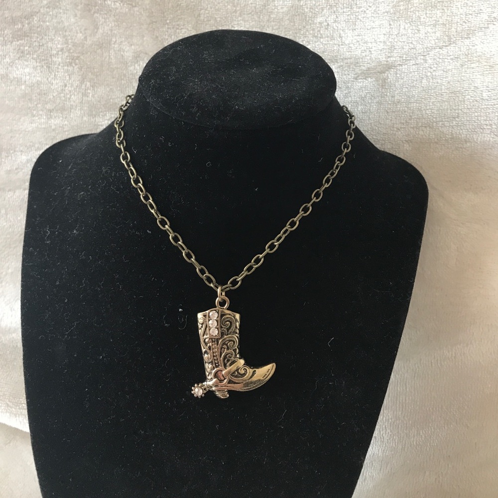Cow boy boot necklace