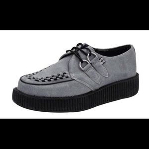 T-U-K  Men's Grey Suede Low Creepers