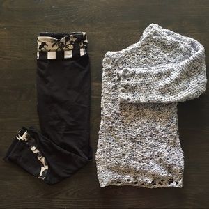 Running Crops with Stripe and Floral Waistband