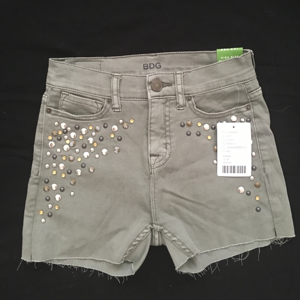 NWT BDG High Waisted Olive Studded Shorts