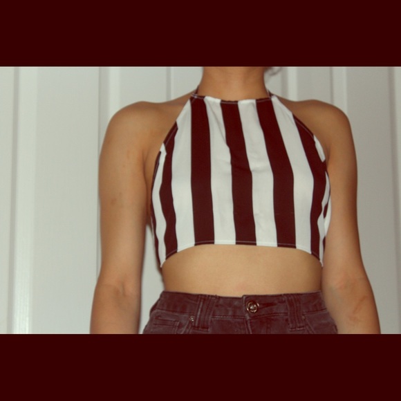 Black and white striped CROP TOP - Picture 2 of 2