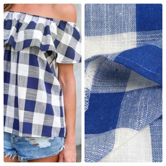 🎈 Plaid Off Shoulder Top - Picture 2 of 4