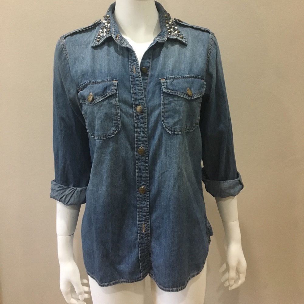 Current Elliott denim shirt with studs