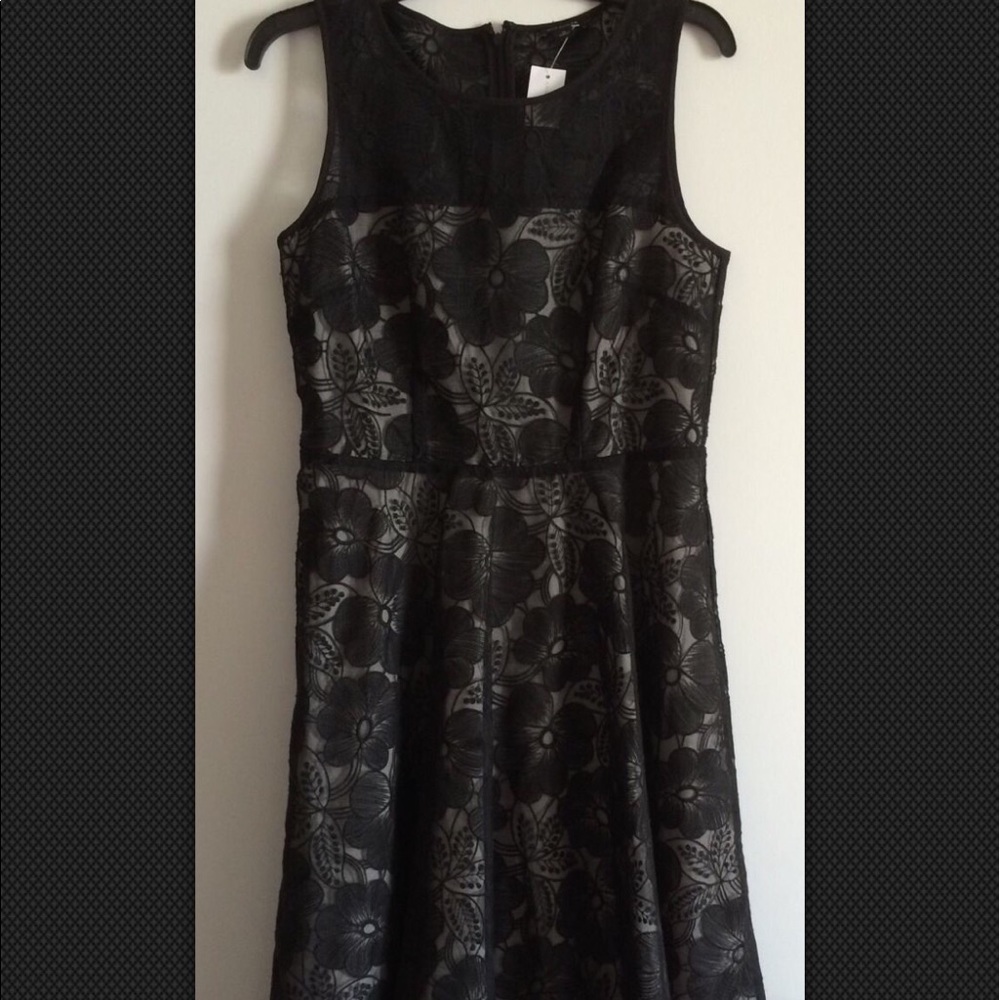 Ann Taylor floral black dress.