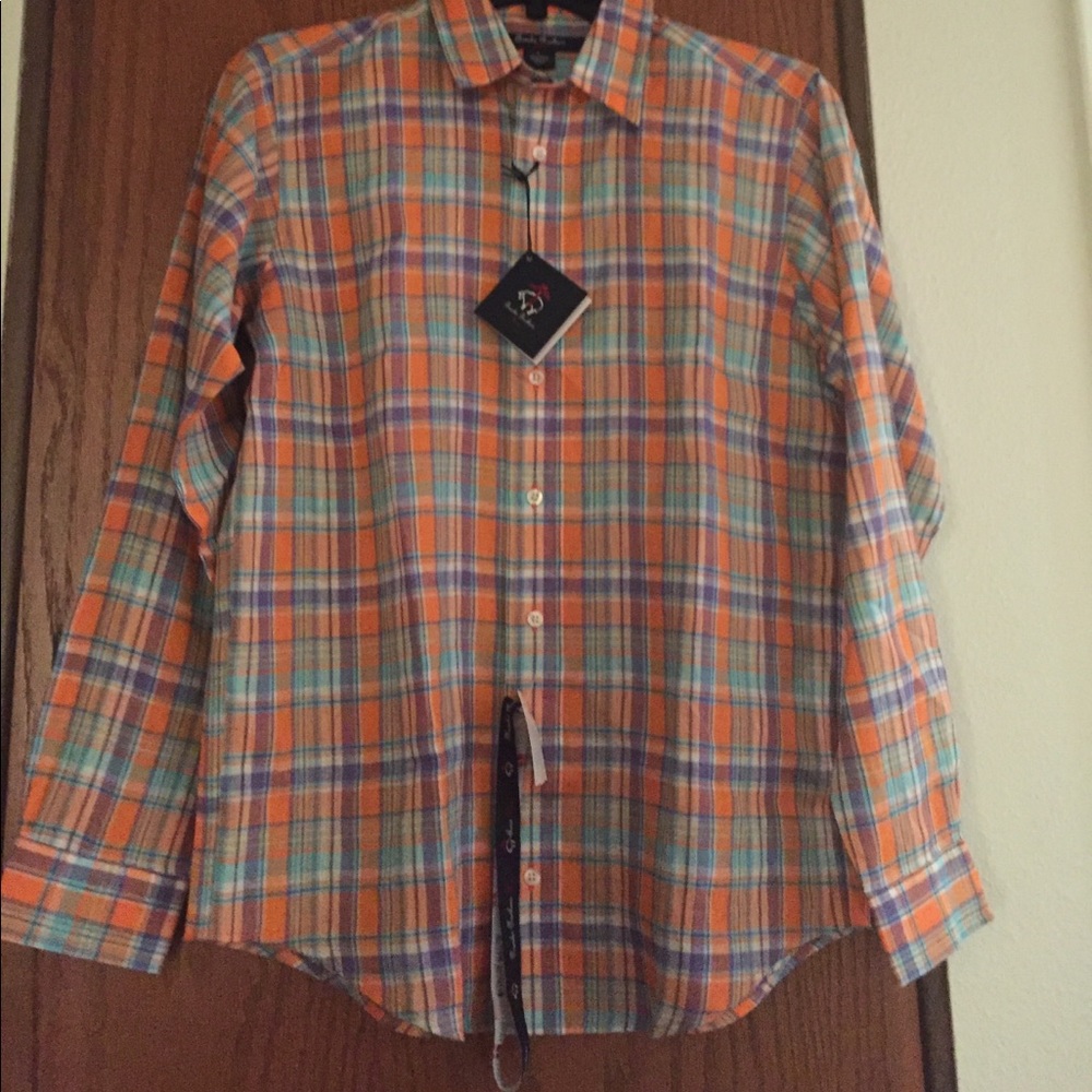 Boys Linen Long Sleeve Plaid Shirt