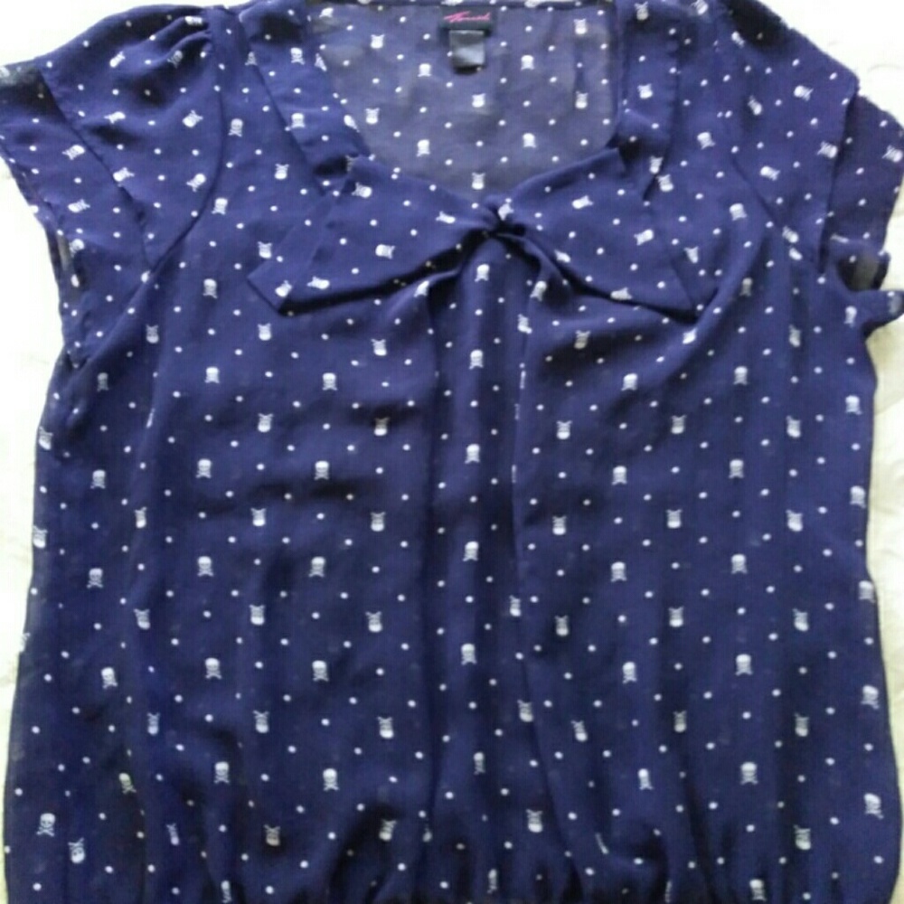 Torrid Navy Blue Skull Short Sl Sz 1X Halloween