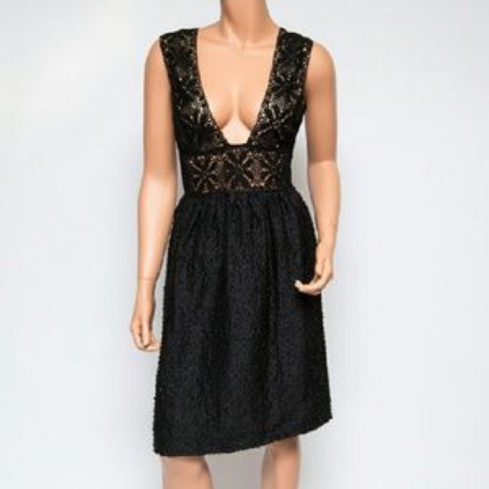 Ingwa Melero Black Beaded Cocktail Dress