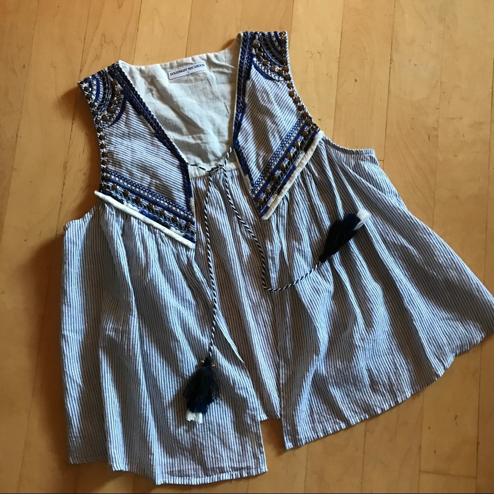 Navy and White Sumer Tassel Vest