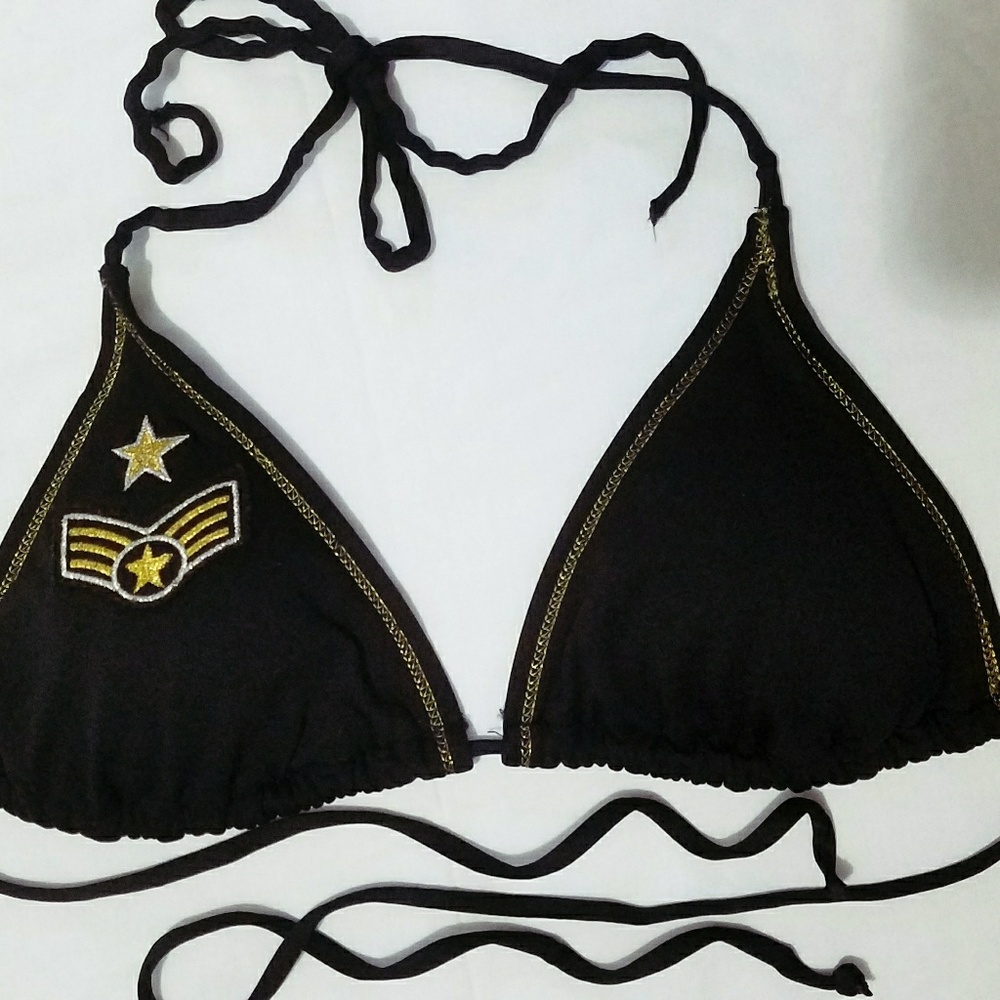 Army Black & Gold Bikini Top