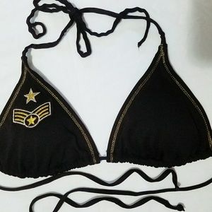 Army Black & Gold Bikini Top