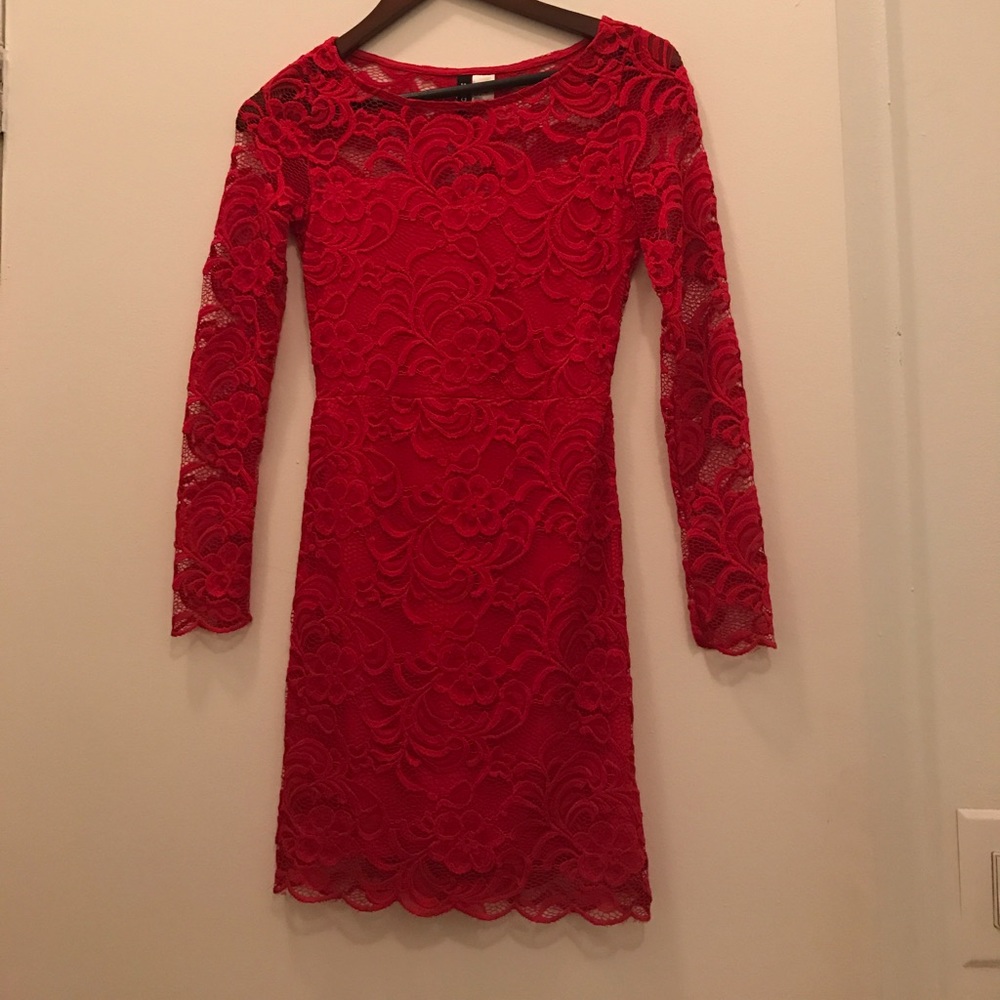 Red lace dress