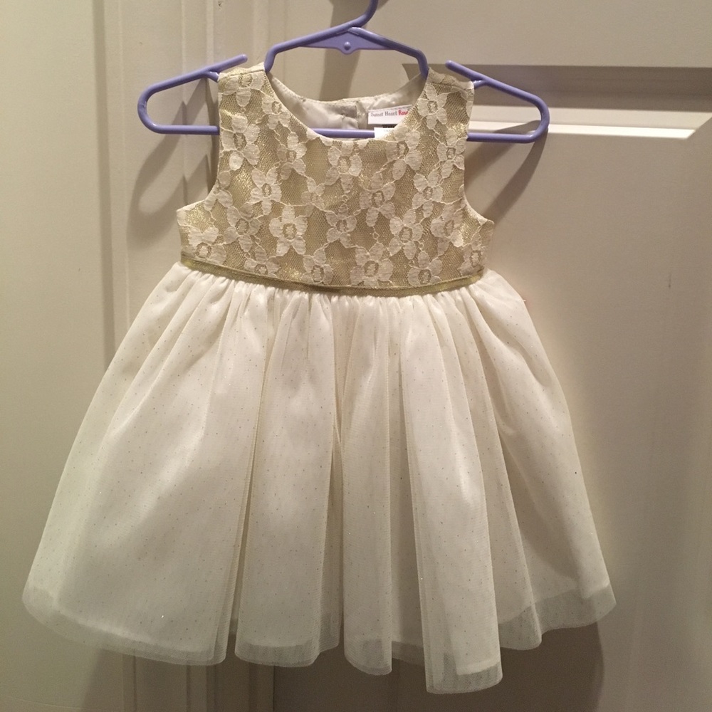 New! Beautiful gold and Cream Dress. 12 months