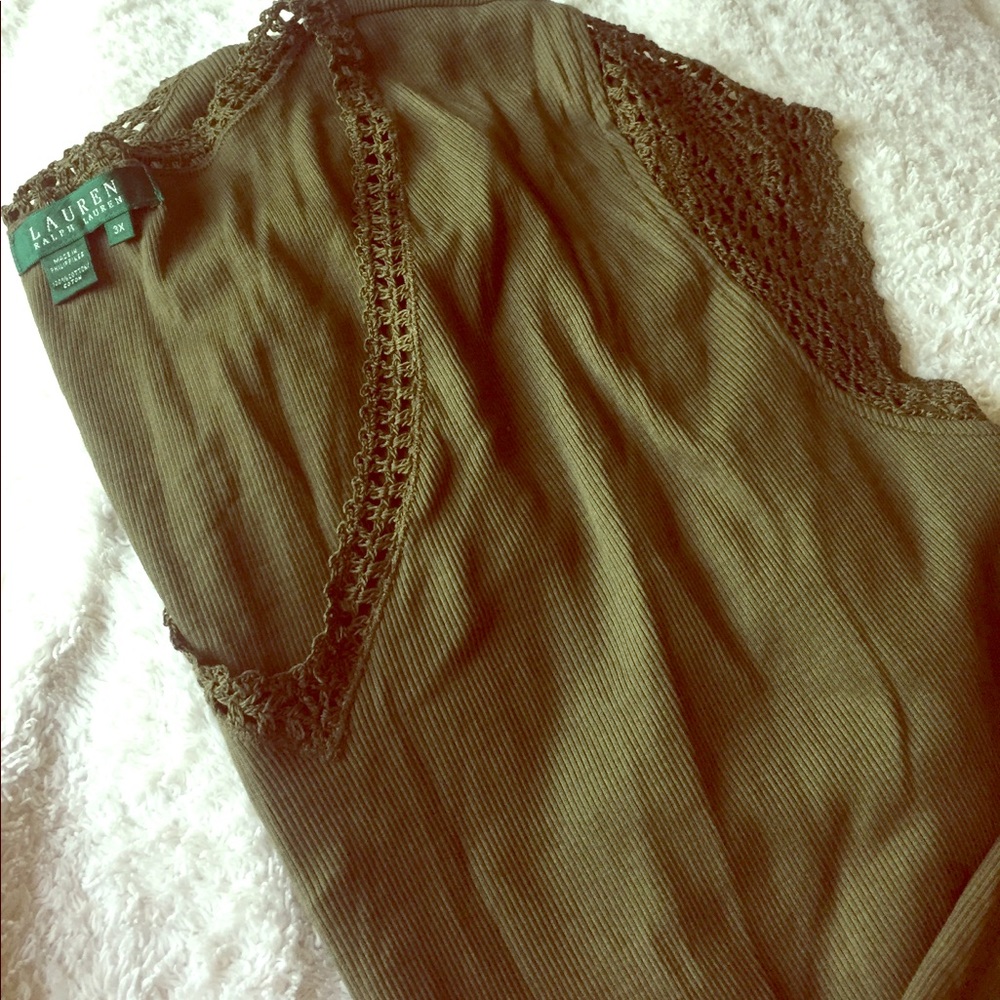 Lauren Ralph Lauren Olive Green Cap Sleeve Top 3X