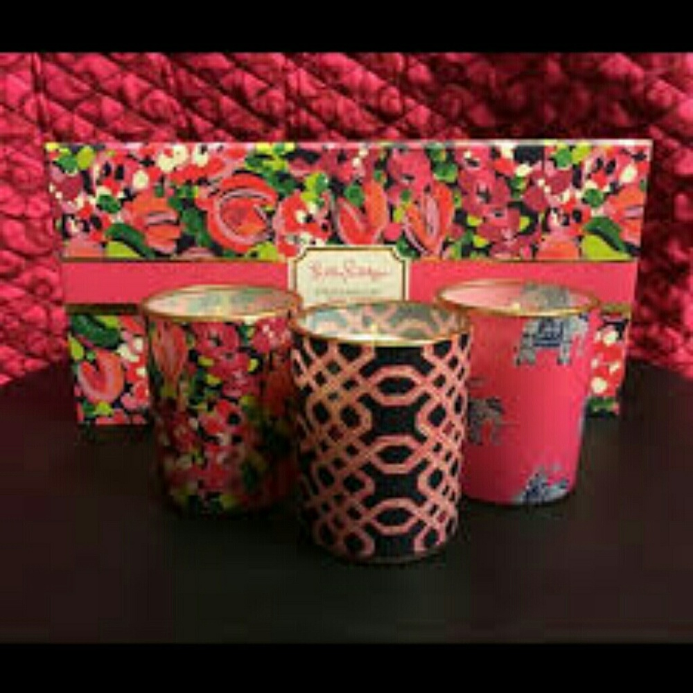 Lilly Pulitzer Lilly's Jungle 3 piece candle set N