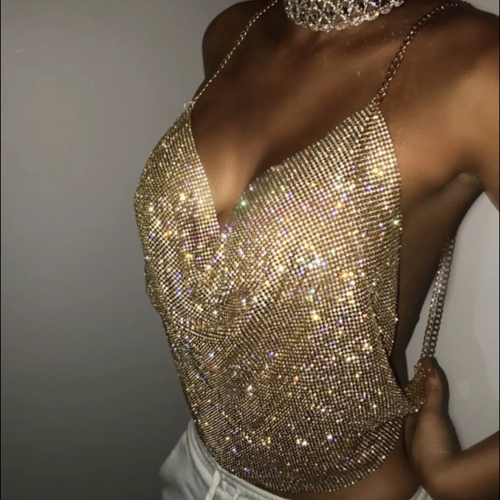 Diamond gold bralette top one size fits all