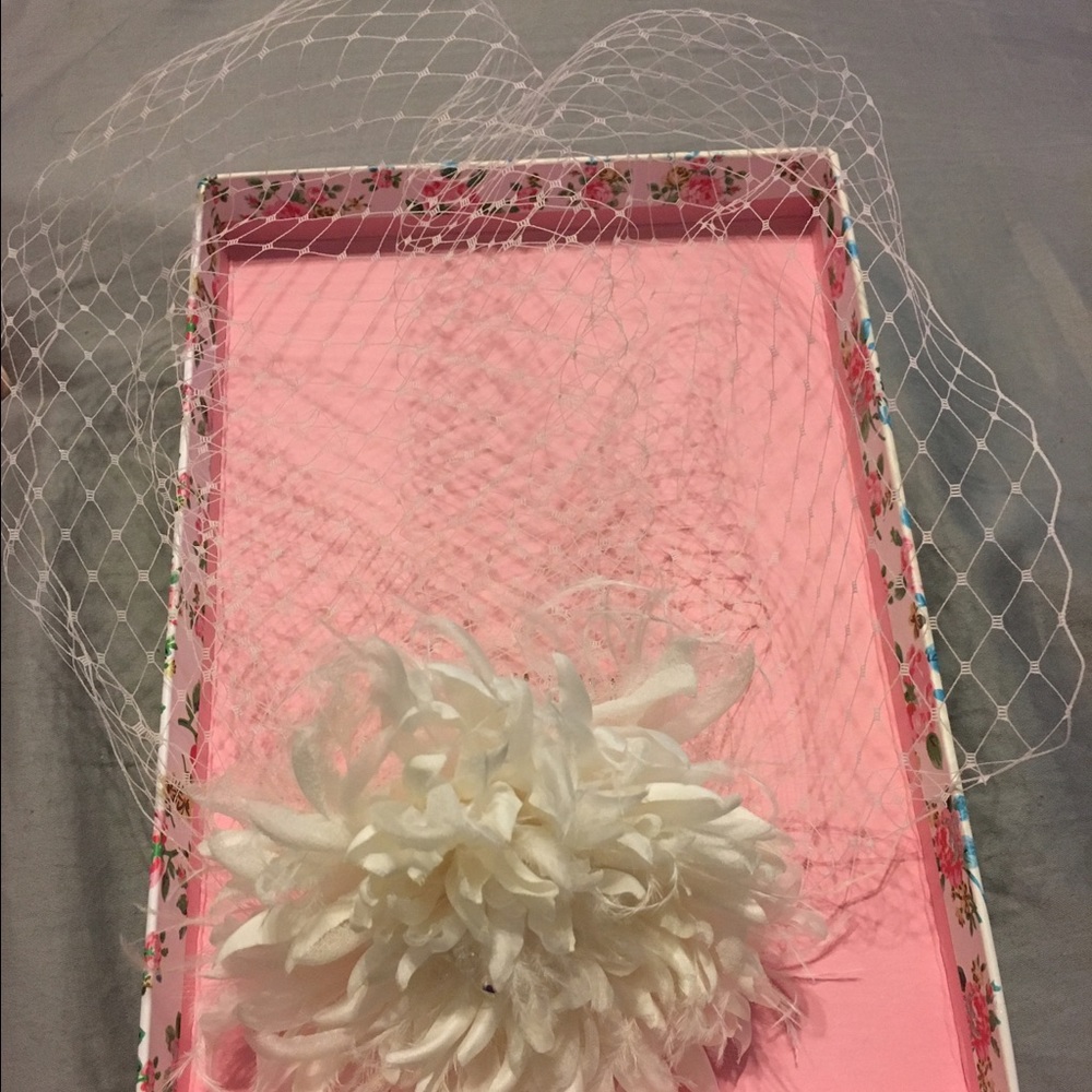 Custom Vintage Style Silk and Feather Chrysanthemum Birdcage Veil