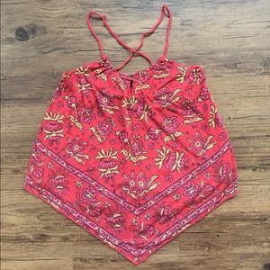 American Eagle Red Paisley Handkerchief Top