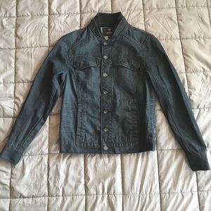 Guess button down denim bomber jacket