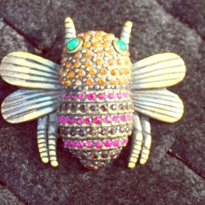 Metal and beaded brooch