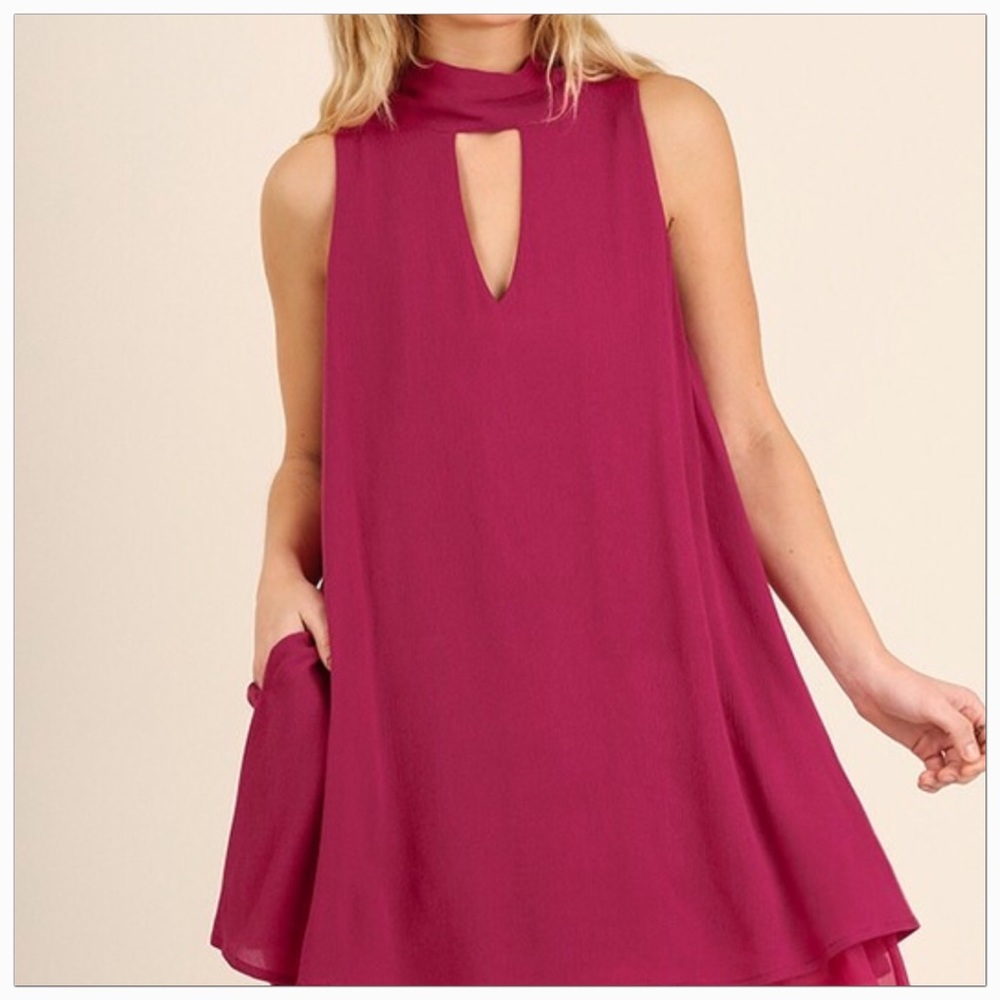 Sale! Halter Neck Dress With Key Hole Neckline