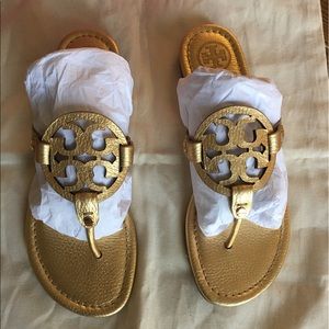 Tory Burch gold metallic flat sandal