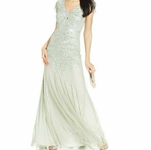 Adrianna Papell Cap-Sleeve Embellished Gown