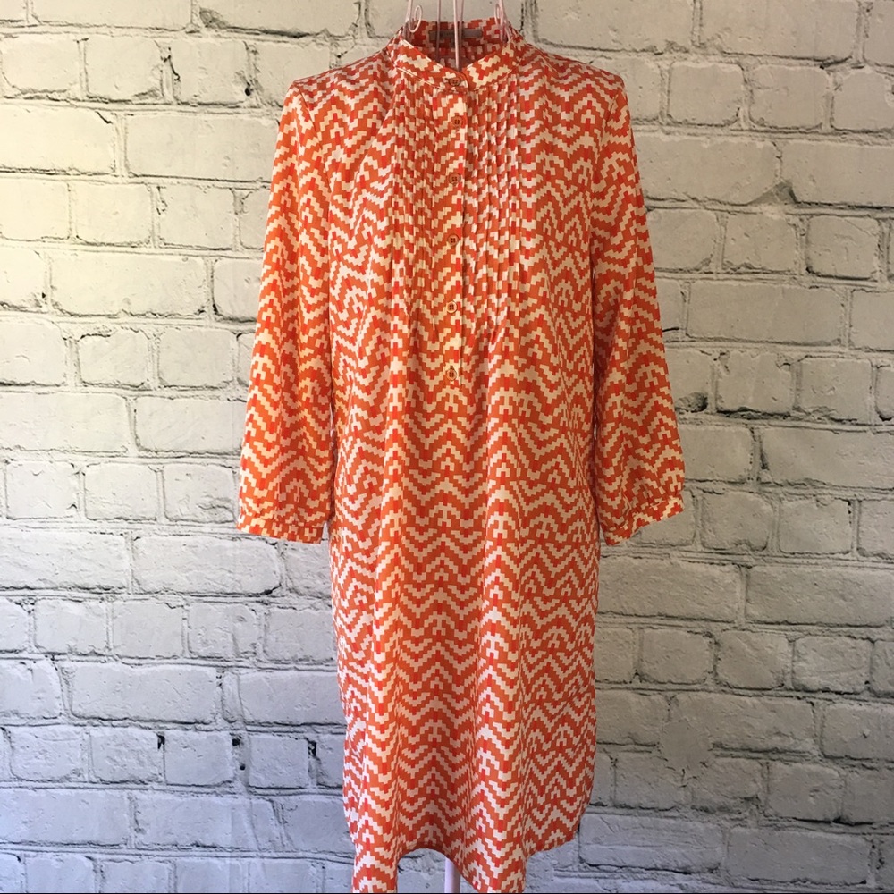 Gap Geometric Print Orange and White Dress Size XS