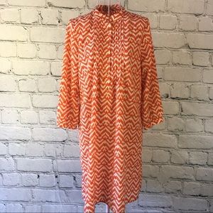 Gap Geometric Print Orange and White Dress Size XS