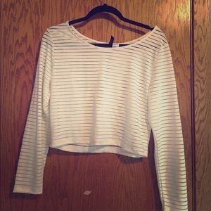 White, stripped crop top
