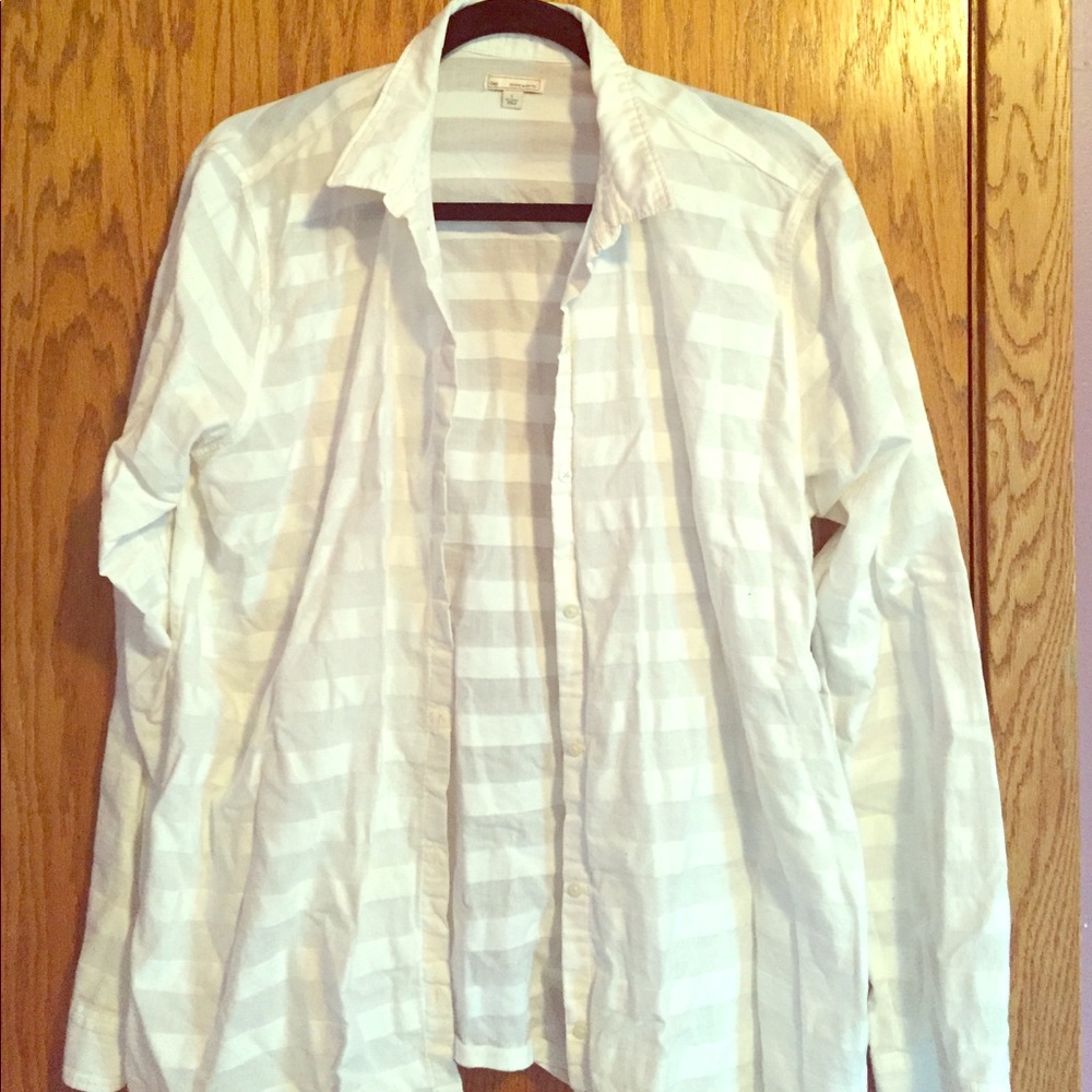 White, stripped button down