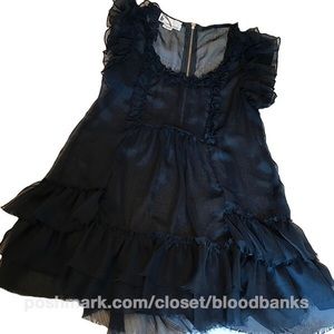 Ruffled Navy See-Through Tunic