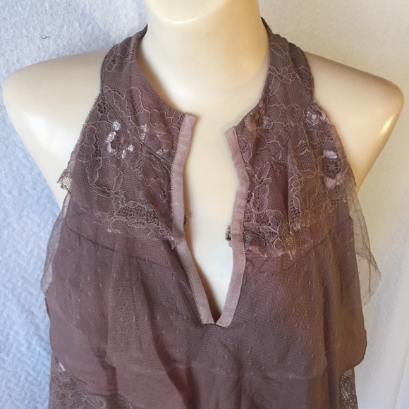 Ann Taylor Loft Mauve Tiered Lace Sleeveless Top - Picture 2 of 6