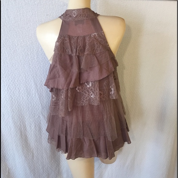 Ann Taylor Loft Mauve Tiered Lace Sleeveless Top - Picture 4 of 6