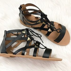 Black gladiator sandals size 8.5