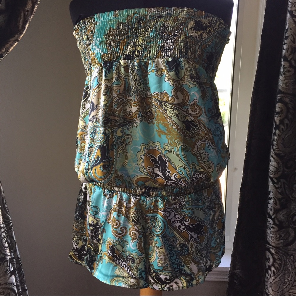 Dressy strapless shorts romper!