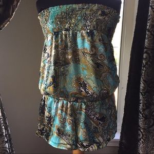 Dressy strapless shorts romper!