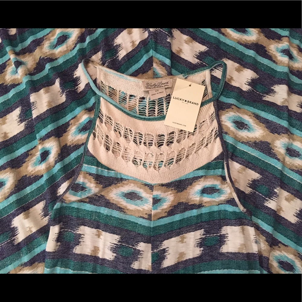 NWT Lucky Brand Crochet Tribal Print Dress
