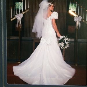 Vintage Mermaid Wedding dress and veil